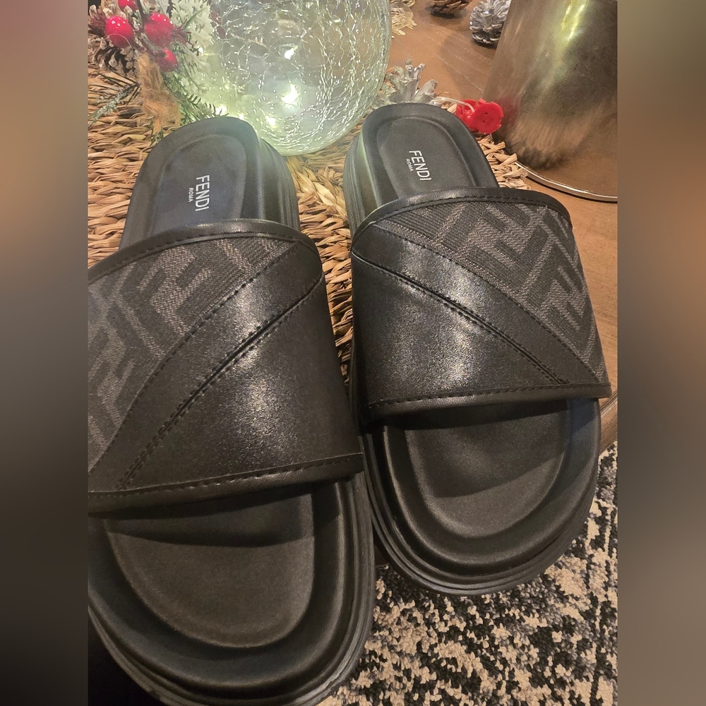 Fendi Black Slide Sandals